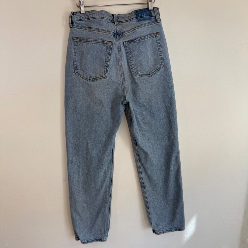 Abercrombie & Fitch Dad High Rise Jeans Curve Love 28 6 Light Wash Criss Cross - Picture 5 of 13